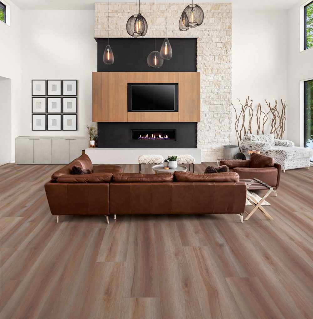 VersaCore Piedmont Floral Tan 5.2mm x 9" x 60" Room Scene
