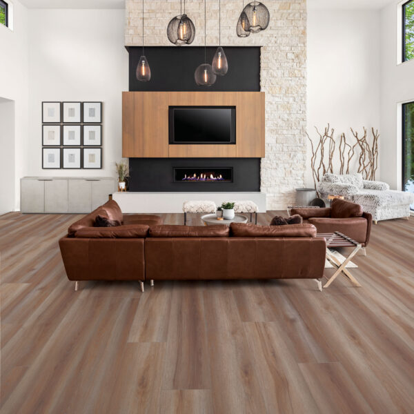 VersaCore Piedmont Floral Tan 5.2mm x 9" x 60" Room Scene